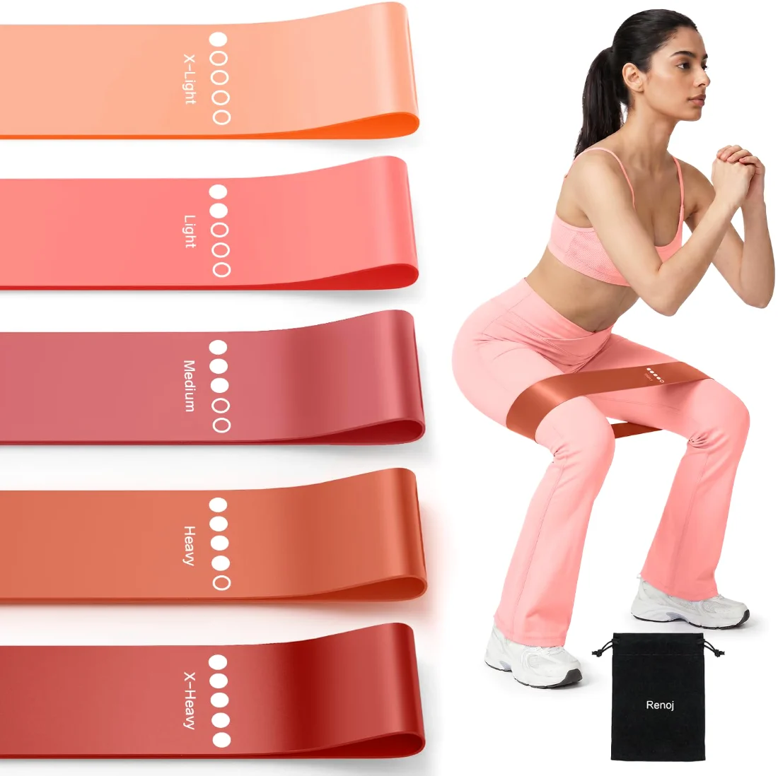 Renoj Mini Loop Bands, 5-Pack, Pink Set