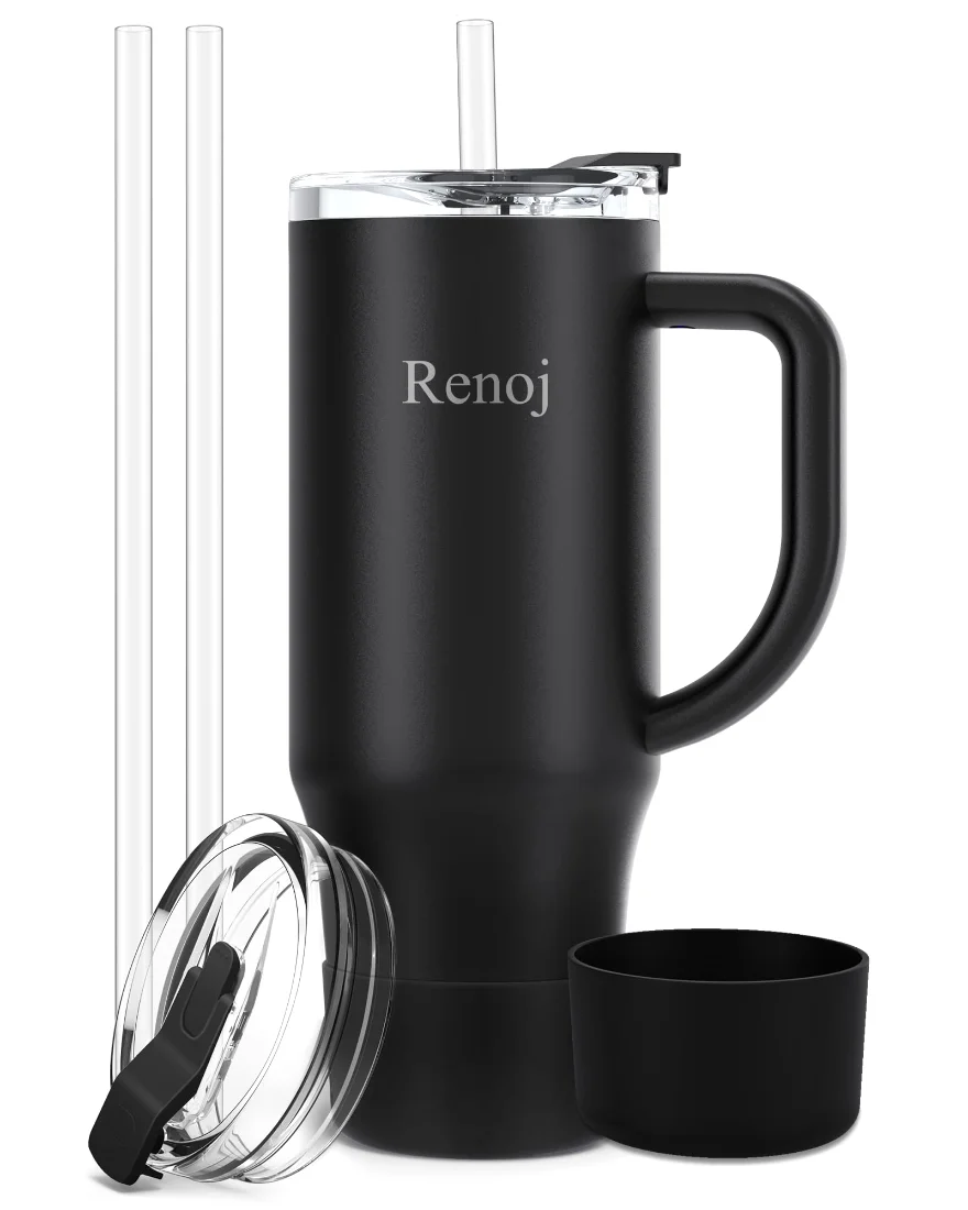 Renoj Insulated Mug 32 oz, Leak-Proof Lid, Black