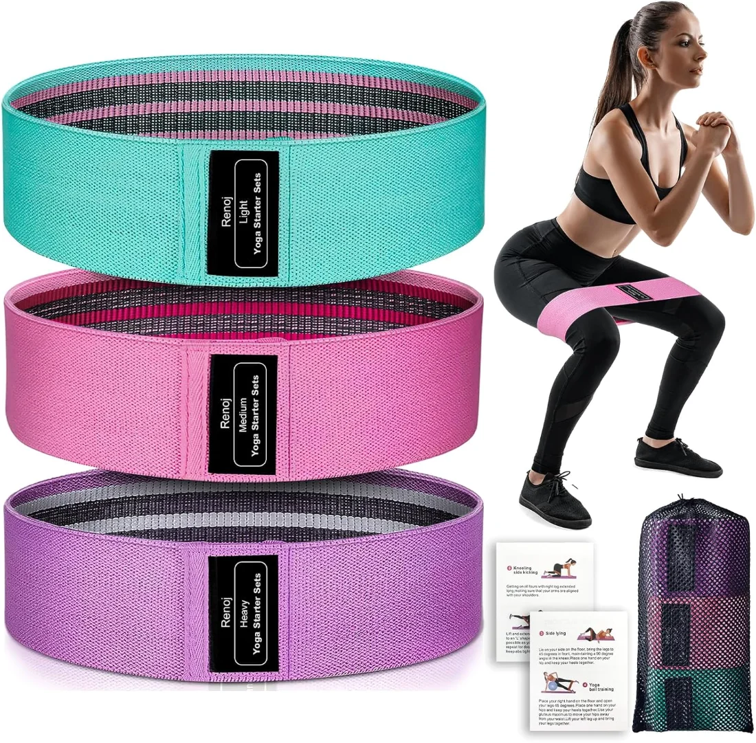 Renoj Fabric Hip Bands, 3-Set, Pink Set