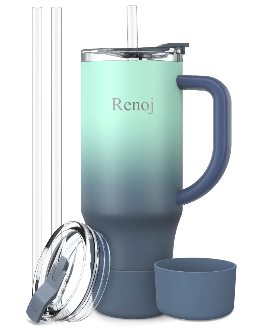 Renoj Insulated Mug 40 oz, Leak-Proof Lid, Blue Gradient