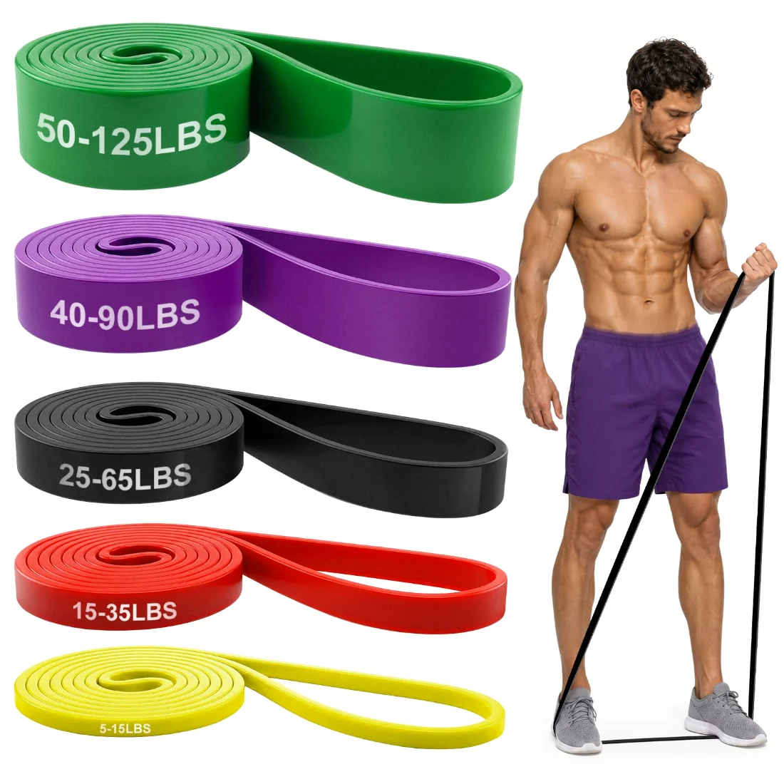 Renoj Pull-Up Assistance Bands, 5 Levels, Colorful